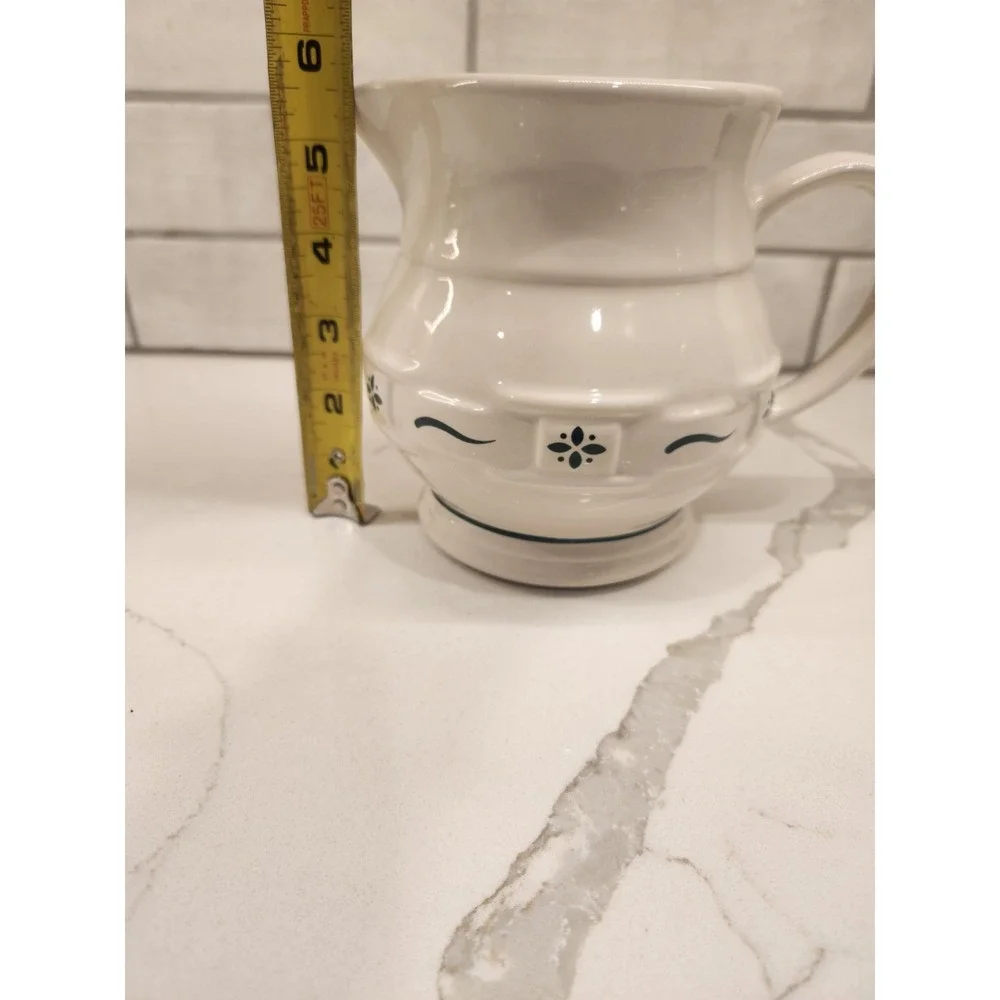 Vtg. Longaberger Pottery Woven Traditions Small Milk Juice‎ Water Pitcher Green